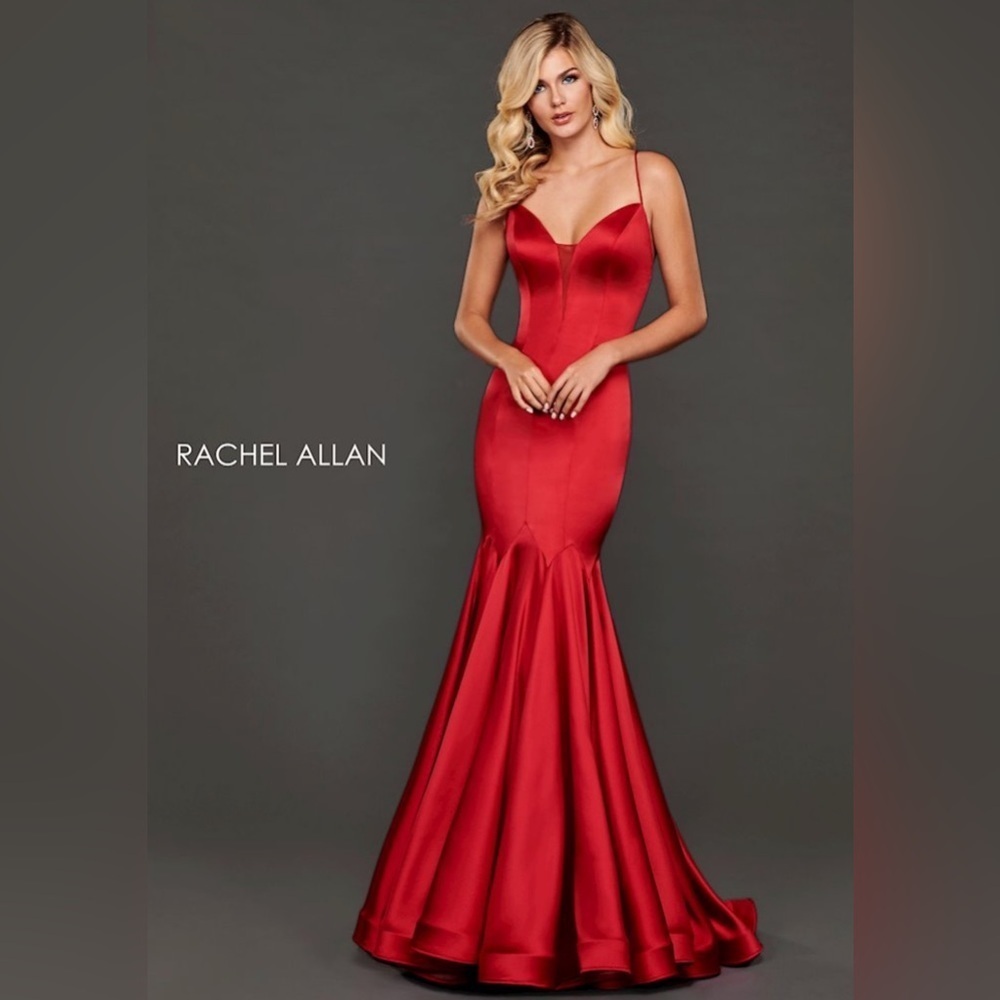 Rachel Allan Couture Style #8408 Burgundy Gown Size 6